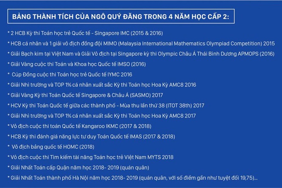 Ngô Quý Đăng - học sinh lớp 10 đầu tiên đoạt Huy chương vàng Toán quốc tế - 2 Ngô Quý Đăng - học sinh lớp 10 đầu tiên đoạt Huy chương vàng Toán quốc tế - 2