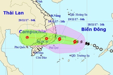 Bão số 14 đang hướng vào các tỉnh Khánh Hòa - Bình Thuận