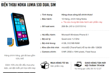 Lumia 530 bất ngờ "lộ diện" tại Việt Nam