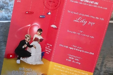 Thiệp cưới độc đáo của vlogger Huy Cung và bà xã hot girl