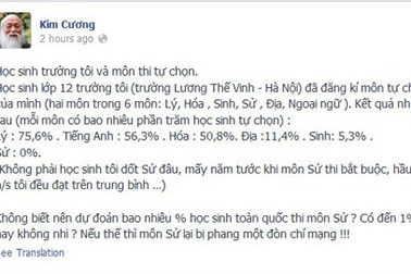 Xuất hiện trường đầu tiên không có học sinh chọn thi tốt nghiệp môn Sử