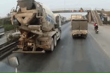 Nóng vội luồn lách để vượt, tài xế xe tải tự chuốc rắc rối