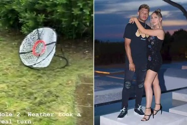 Sao Liverpool thi triển kỹ năng đánh golf xuất sắc dưới trời mưa