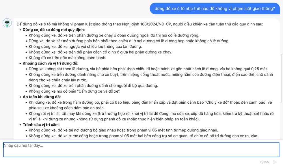 Dân trí ra mắt chatbot AI để tra cứu mức xử phạt lỗi giao thông - 4 Dân trí ra mắt chatbot AI để tra cứu mức xử phạt lỗi giao thông - 4