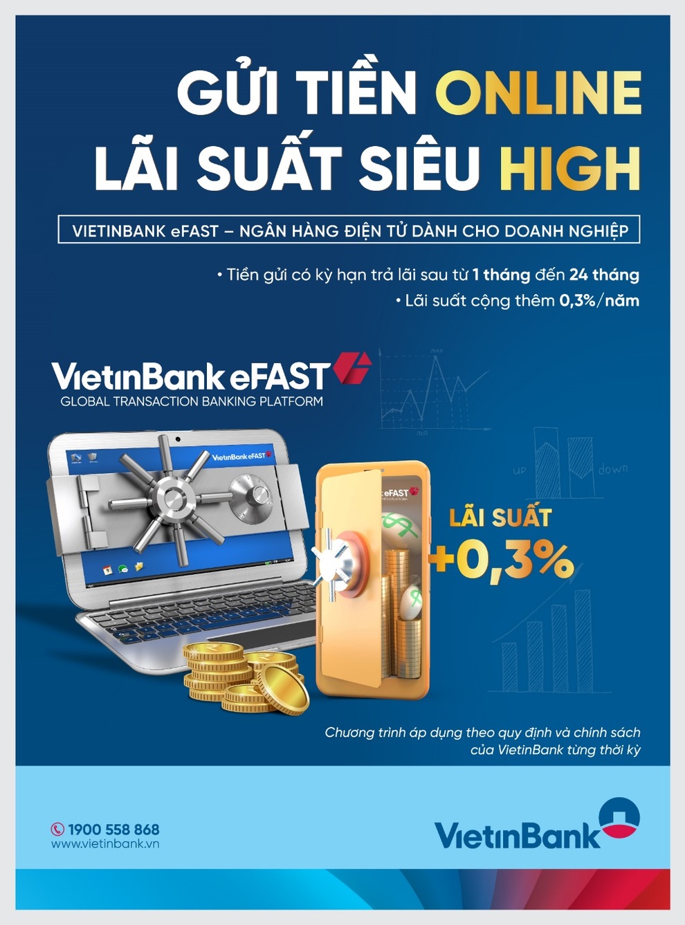VietinBank ưu đãi thêm 0,3% lãi suất tiền gửi online cho doanh nghiệp trên VietinBank eFAST - 1 VietinBank ưu đãi thêm 0,3% lãi suất tiền gửi online cho doanh nghiệp trên VietinBank eFAST - 1
