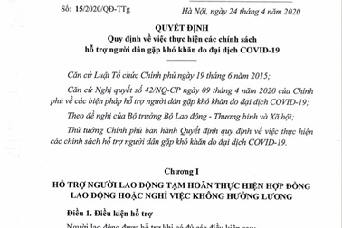Các phụ lục kèm theo Quyết định 15/QĐ-TTg về gói hỗ trợ 62.000 tỷ đồng