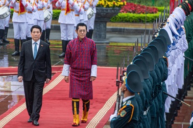 Chủ tịch nước Lương Cường chủ trì lễ đón Quốc vương Bhutan