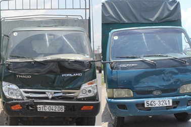 Vì cái ổ gà, 3 xe tải móp méo trên Quốc lộ 1A