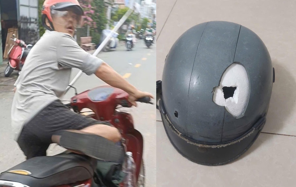 Người đàn ông bị đánh thủng nón bảo hiểm khi đi trên đường ở TPHCM Người đàn ông bị đánh thủng nón bảo hiểm khi đi trên đường ở TPHCM