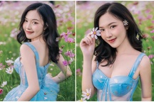 Thiếu nữ Kiên Giang khoe nét xuân thì giữa vườn hoa ngập sắc màu