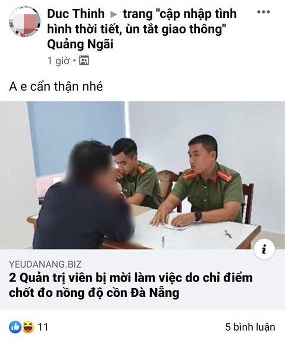 Xử lý người lập nhóm chỉ điểm giúp tài xế né chốt đo nồng độ cồn - 2 Xử lý người lập nhóm chỉ điểm giúp tài xế né chốt đo nồng độ cồn - 2