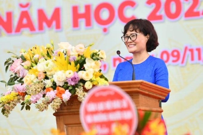 PGS. TS Nguyễn Thị Việt Hương, Phó Tổng Cục trưởng Tổng Cục Giáo dục nghề nghiệp (Bộ LĐ-TB&XH) phát biểu tại buổi lễ.