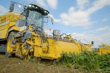 Lạ mắt máy thu hoạch củ cải siêu nhanh, nông dân điều khiển trên màn hình