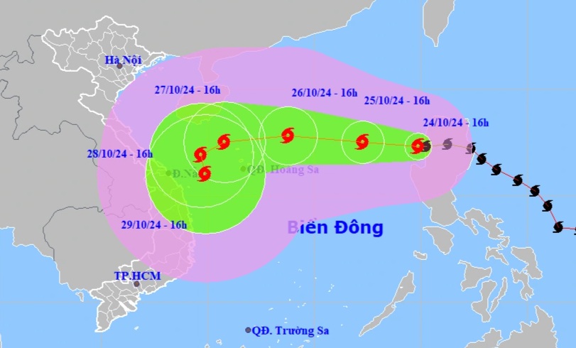 Bão Trami: Di chuyển theo hướng Tây, khả năng đạt cấp 12, giật cấp 15