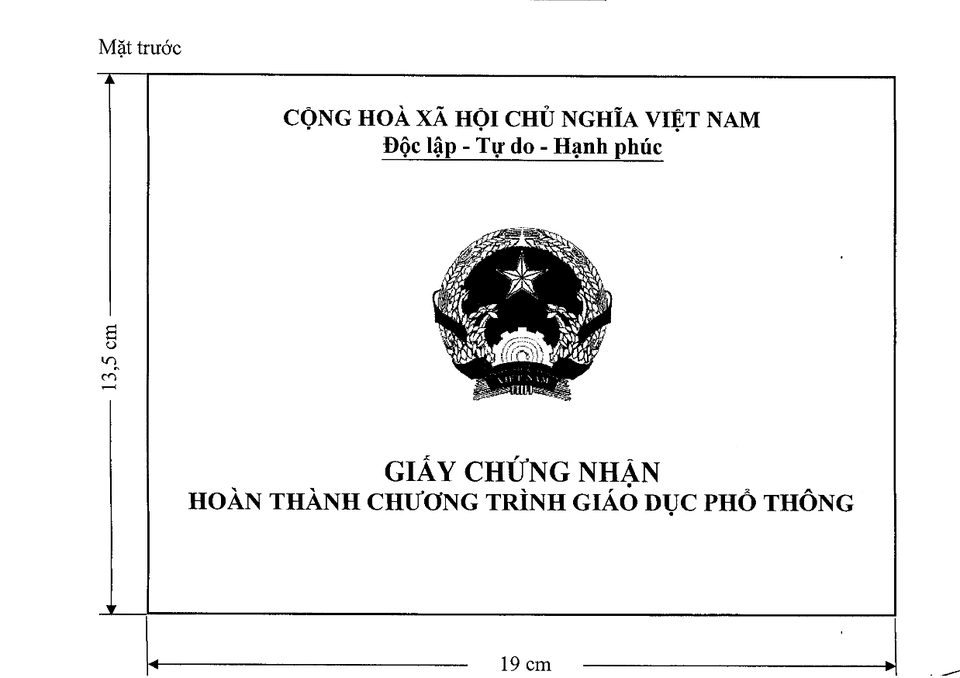 Công bố Mẫu Giấy chứng nhận hoàn thành chương trình giáo dục phổ thông - 1 Công bố Mẫu Giấy chứng nhận hoàn thành chương trình giáo dục phổ thông - 1