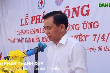 Phó Chủ tịch Bạc Liêu phát động kêu gọi hiến máu cứu người