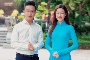 Hoa hậu Mỹ Linh xinh đẹp cổ động Đại hội Đoàn thành phố Hà Nội