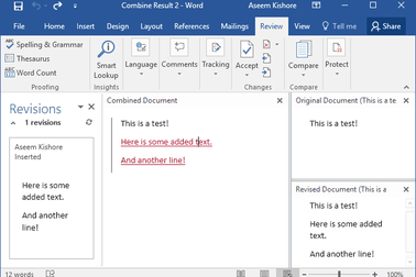 Sử dụng tính năng so sánh và kết hợp tài liệu trong Word