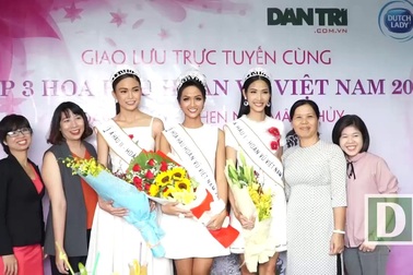 Top 3 Hoa hậu Hoàn vũ Việt Nam giao lưu trực tuyến trên Dân trí