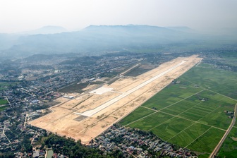 Hình ảnh thành phố Điện Biên Phủ quan sát từ trực thăng