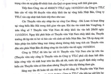 Phía Nhật Bản dừng tìm kiếm 6 thuyền viên Việt Nam mất tích