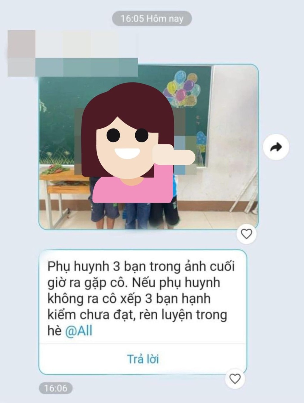 Giáo viên dọa cho học sinh hạnh kiểm kém nếu cha mẹ không đến gặp cô - 1 Giáo viên dọa cho học sinh hạnh kiểm kém nếu cha mẹ không đến gặp cô - 1