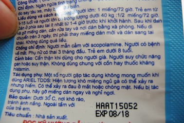 Miếng dán chống say xe gây loạn thần ở trẻ em