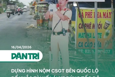 Dựng hình nộm CSGT bên quốc lộ để nhắc tài xế lái xe đúng tốc độ ở Tây Ninh