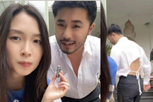 Mặc áo hở lưng và buộc dây điệu đà, con rể Xuân Hinh lại gây tranh cãi