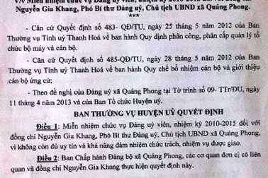 Miễn nhiệm chủ tịch xã vào nhà nghỉ với nữ thủ quỹ