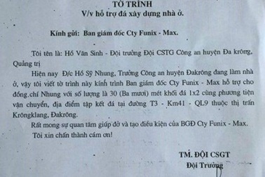 Đội trưởng CSGT xin doanh nghiệp hỗ trợ vật tư cho "sếp" xây nhà