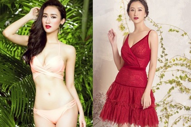 Á hậu Hà Thu nửa kín nửa hở, đáp trả tin đồn “gọt hàm độn cằm”