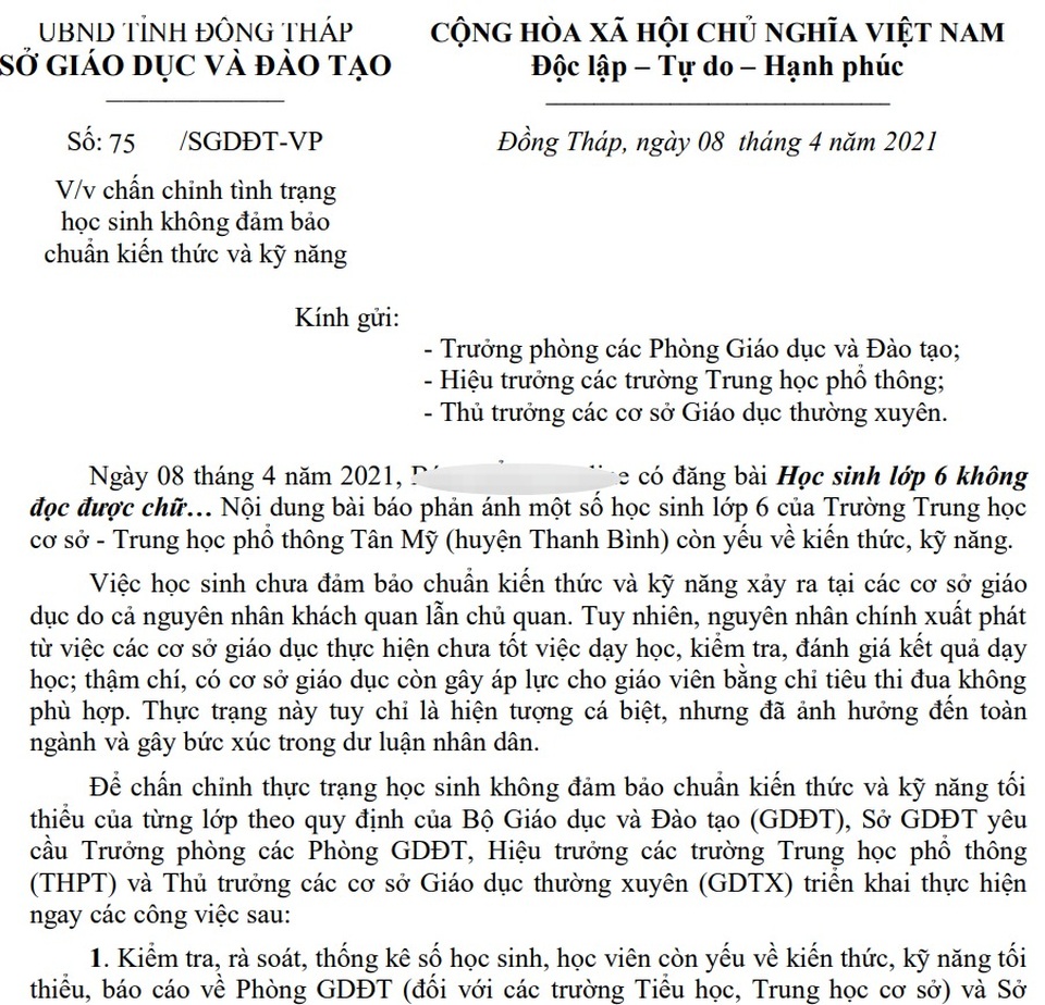 Vụ học sinh lớp 6 không đọc được chữ: Do giáo viên bị áp chỉ tiêu thi đua? - 2 Vụ học sinh lớp 6 không đọc được chữ: Do giáo viên bị áp chỉ tiêu thi đua? - 2