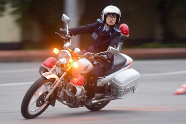 Nữ sinh cảnh sát trổ tài lái môtô phân khối lớn