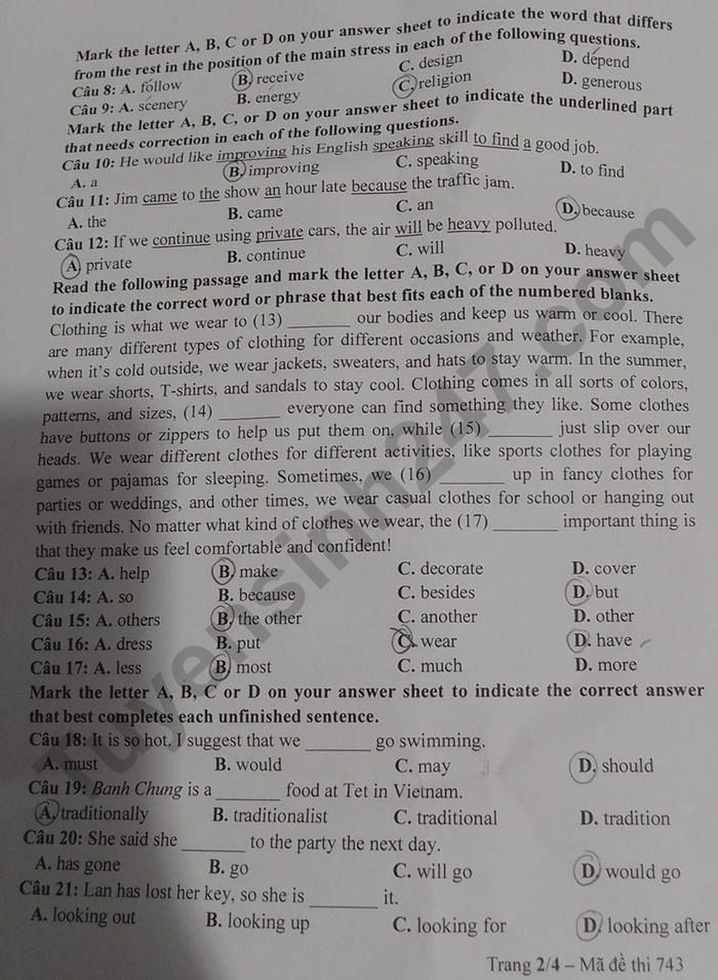 Đề thi và đáp án tất cả các môn thi vào lớp 10 năm 2024 tỉnh Tây Ninh - 7 Đề thi và đáp án tất cả các môn thi vào lớp 10 năm 2024 tỉnh Tây Ninh - 7