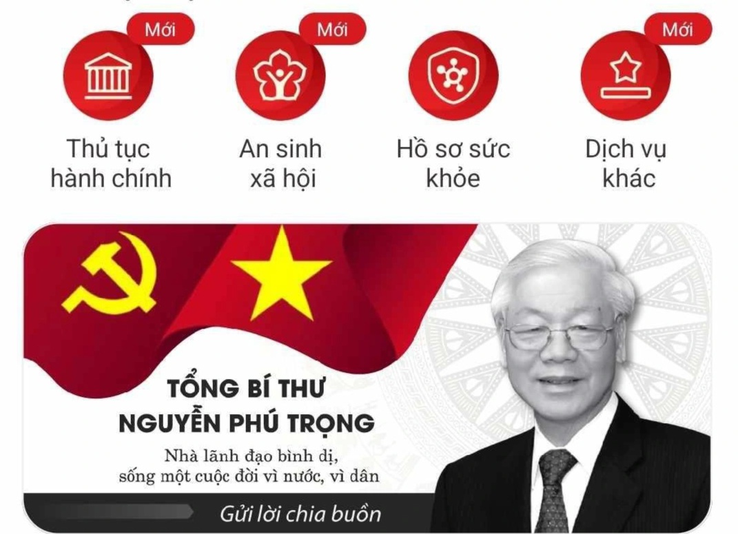 Gửi lời chia buồn, tri ân Tổng Bí thư Nguyễn Phú Trọng trên VNeID - 1