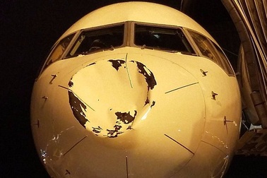 Máy bay Mỹ móp đầu vì nghi va chạm với chim ở độ cao 9.000m