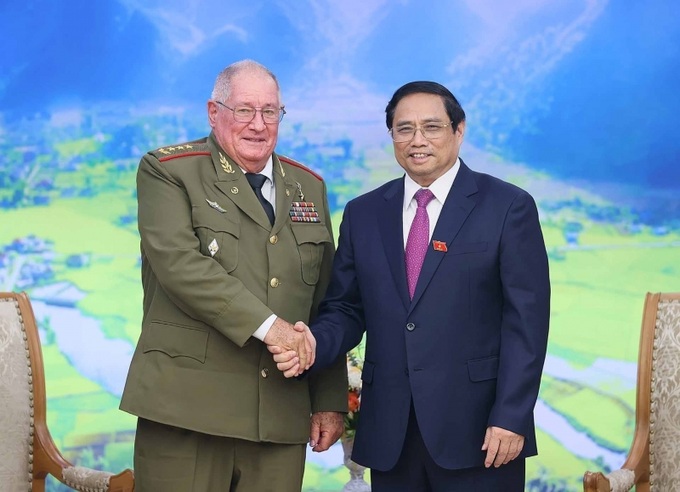 Thủ tướng Phạm Minh Chính tiếp Thượng tướng Álvaro López Miera, Bộ trưởng Bộ các lực lượng vũ trang Cách mạng Cuba.