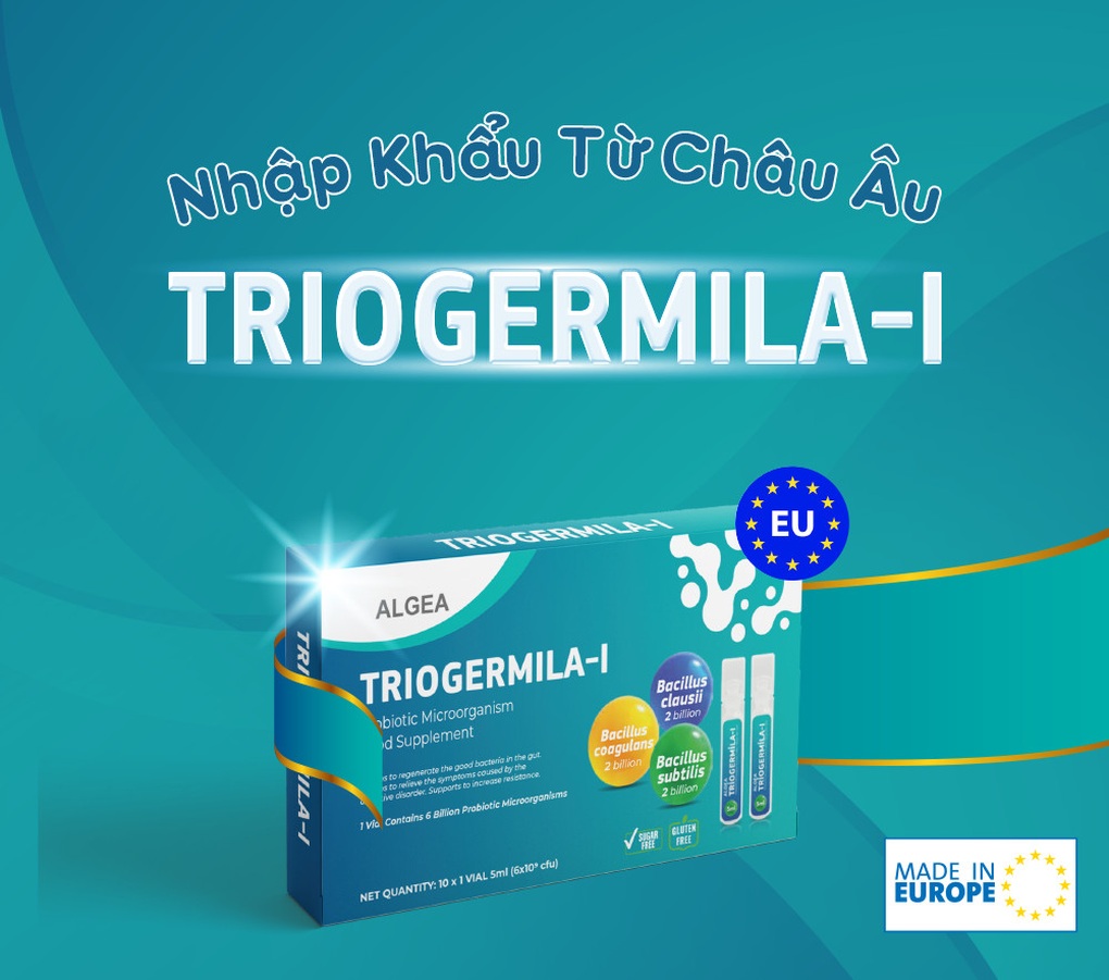 Chế phẩm sinh học Triogermila-I hỗ trợ bổ sung bào tử lợi khuẩn đường ruột cho trẻ - 2 Chế phẩm sinh học Triogermila-I hỗ trợ bổ sung bào tử lợi khuẩn đường ruột cho trẻ - 2