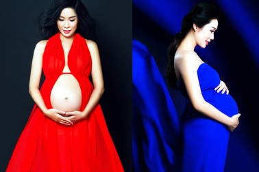 Trịnh Kim Chi rạng rỡ khoe  bụng bầu sắp sinh