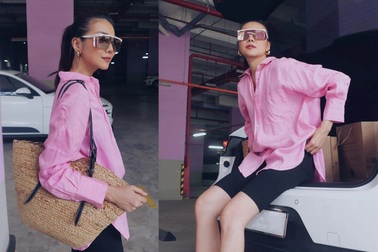 Thanh Hằng trẻ trung, năng động với "cây hồng" thời trang