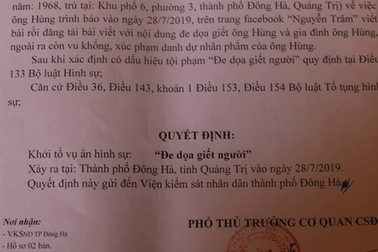 Khởi tố vụ án hình sự “đe dọa giết người” trên Facebook