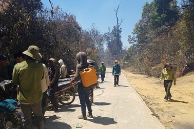 Cháy rừng lớn, huy động hàng trăm người dân cùng dập lửa cứu rừng