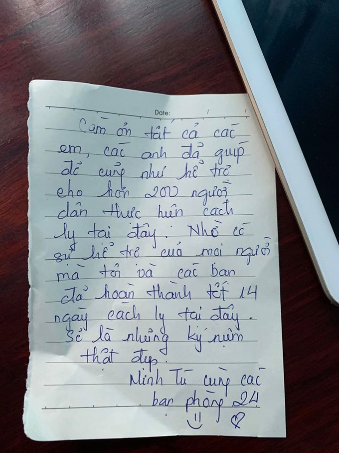 Minh Tú thông báo hoàn thành 14 ngày cách ly, không quên viết thư tay đặc biệt cho các chiến sĩ chống dịch - Ảnh 3. Minh Tú thông báo hoàn thành 14 ngày cách ly, không quên viết thư tay đặc biệt cho các chiến sĩ chống dịch - Ảnh 3.