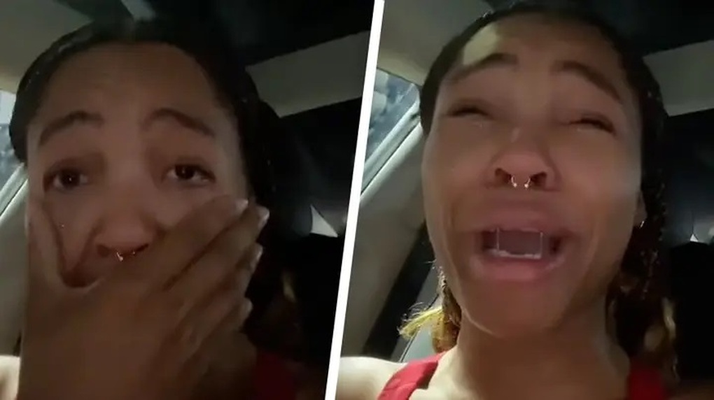 Quenlin Blackwell khóc trong đoạn video đăng lên TikTok và năn nỉ người theo dõi ủng hộ tiền cho mình (Ảnh cắt từ clip). Quenlin Blackwell khóc trong đoạn video đăng lên TikTok và năn nỉ người theo dõi ủng hộ tiền cho mình (Ảnh cắt từ clip).
