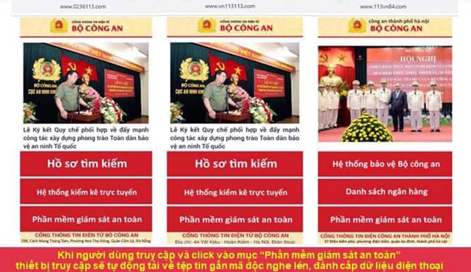 Giả mạo trang web của công an để phát tán mã độc - 1 Giả mạo trang web của công an để phát tán mã độc - 1