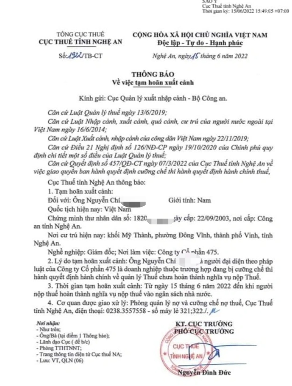 Nợ thuế, 4 giám đốc doanh nghiệp tại Nghệ An bị tạm hoãn xuất cảnh - 1 Nợ thuế, 4 giám đốc doanh nghiệp tại Nghệ An bị tạm hoãn xuất cảnh - 1