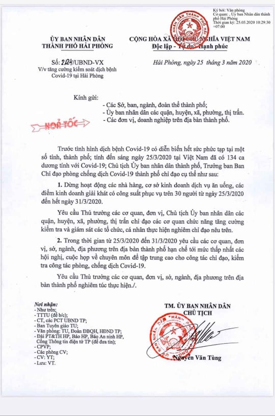 Hải Phòng tạm đóng cửa hàng quán phục vụ trên 30 người - 1 Hải Phòng tạm đóng cửa hàng quán phục vụ trên 30 người - 1