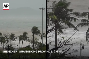 Gió mạnh và mưa lớn ở Thâm Quyến do bão Ragasa