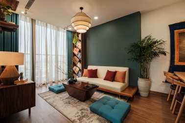 Ngắm căn hộ 60 m2 rộng và đẹp khó chê với nội thất có tông màu xanh lạ